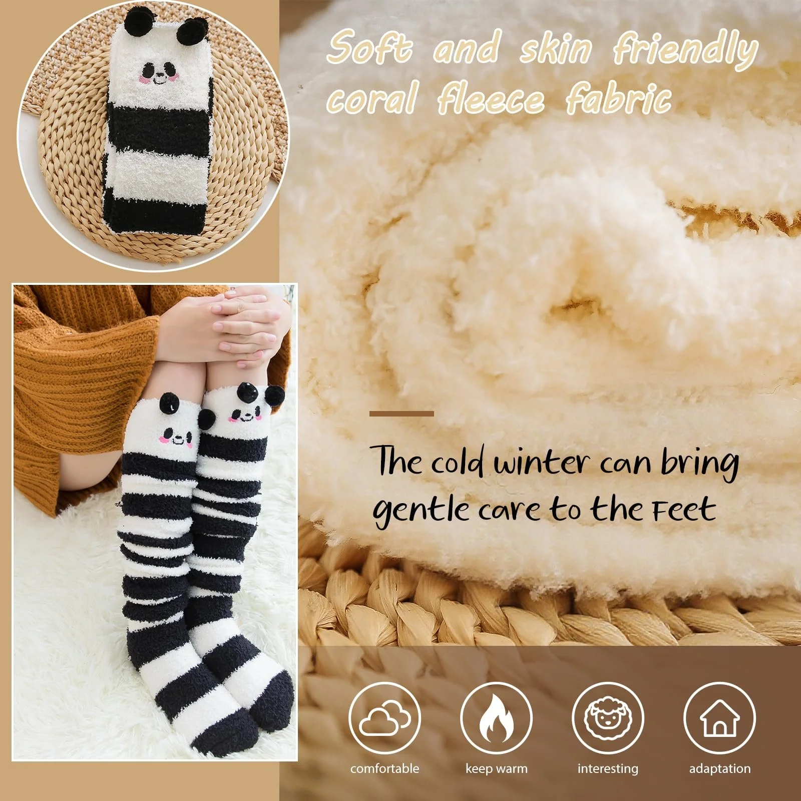 Пара жіночих довгих шкарпеток Panda One Size, фото №3