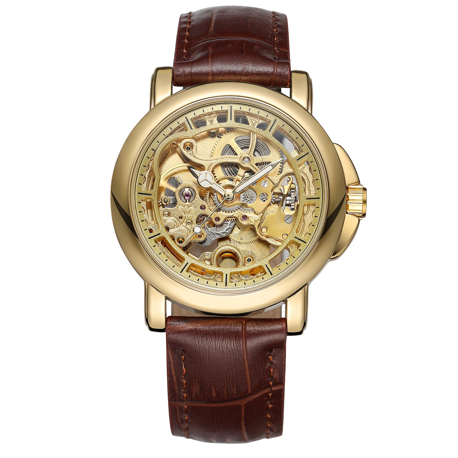 Годинник Forsining 8156 Brown-Gold, фото №1