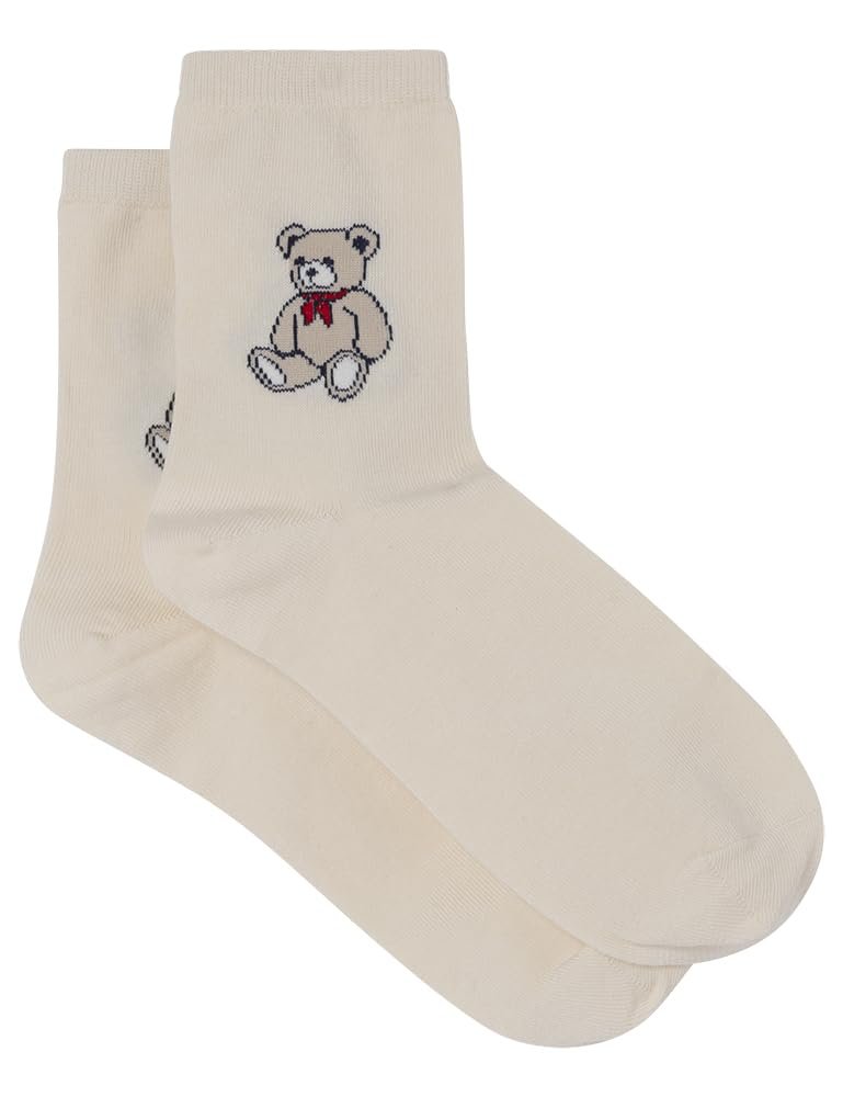 Носки Женские Springfield Teddy Bear Ecru С принтом, фото №1