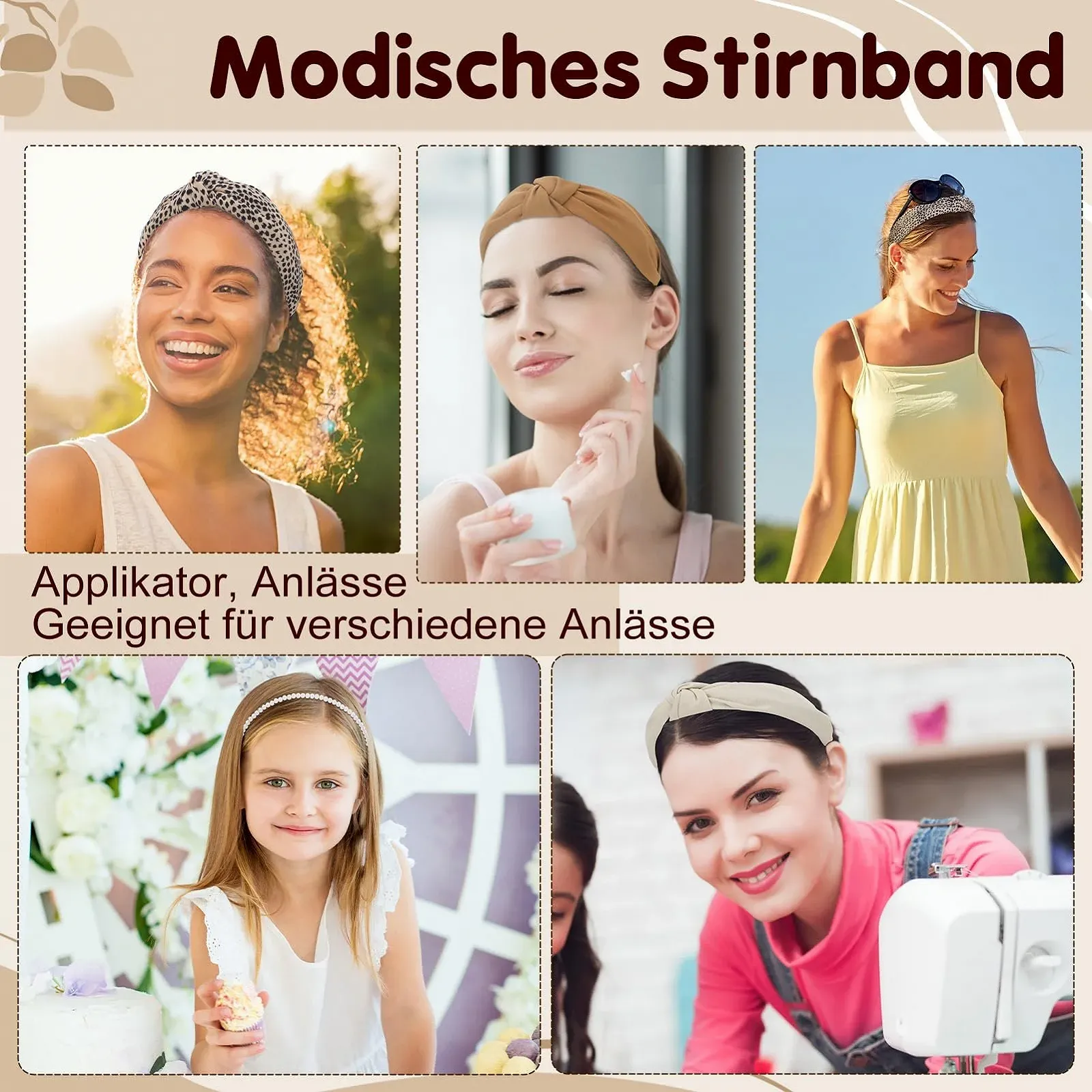 Набір жіночих обручів для волосся з перлами, 6 штук, фото №6