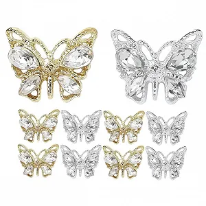 Подвески для ногтей Healeved 10 шт., стразы для дизайна акриловых ногтей, украшения для ногтей, наклейки на ногти, подвеска-бабочка, сплав для ногтей - Фото 1