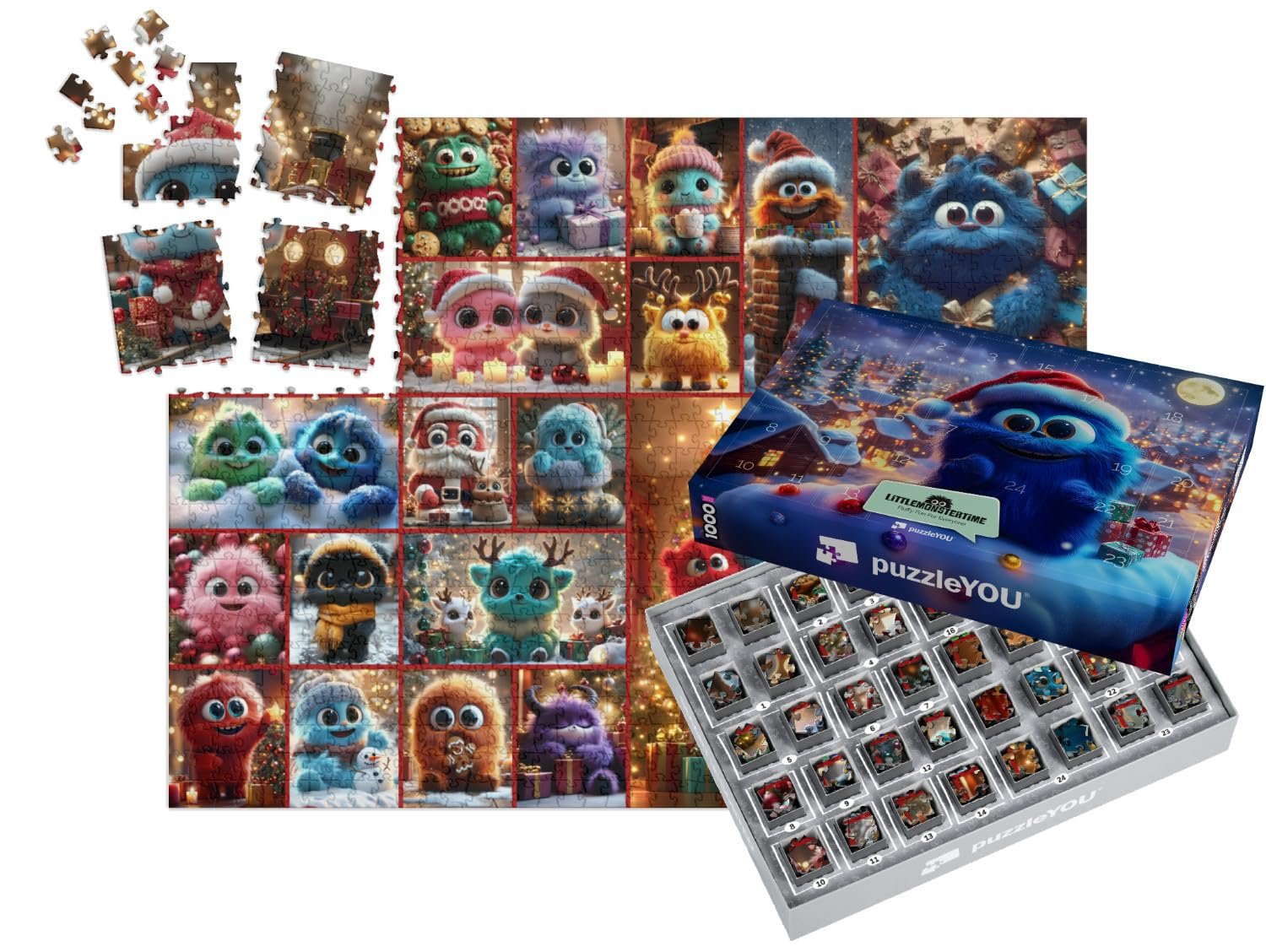 Пазл-адвент-календарь puzzleYOU LITTLEMONSTERTIME Advent Calendar 2025 1000 элементов 64 x 48 см, фото №1