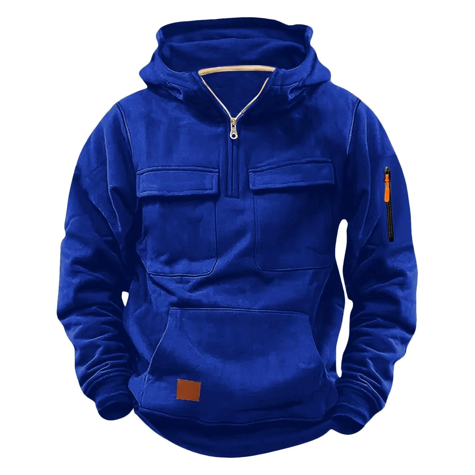 Пуловер для мальчиков, Толстовка с капюшоном, Флисовая куртка с длинными рукавами, с карманами, Удобная верхняя одежда, Зимний, Повседневный, Спортивный стиль, фото №1