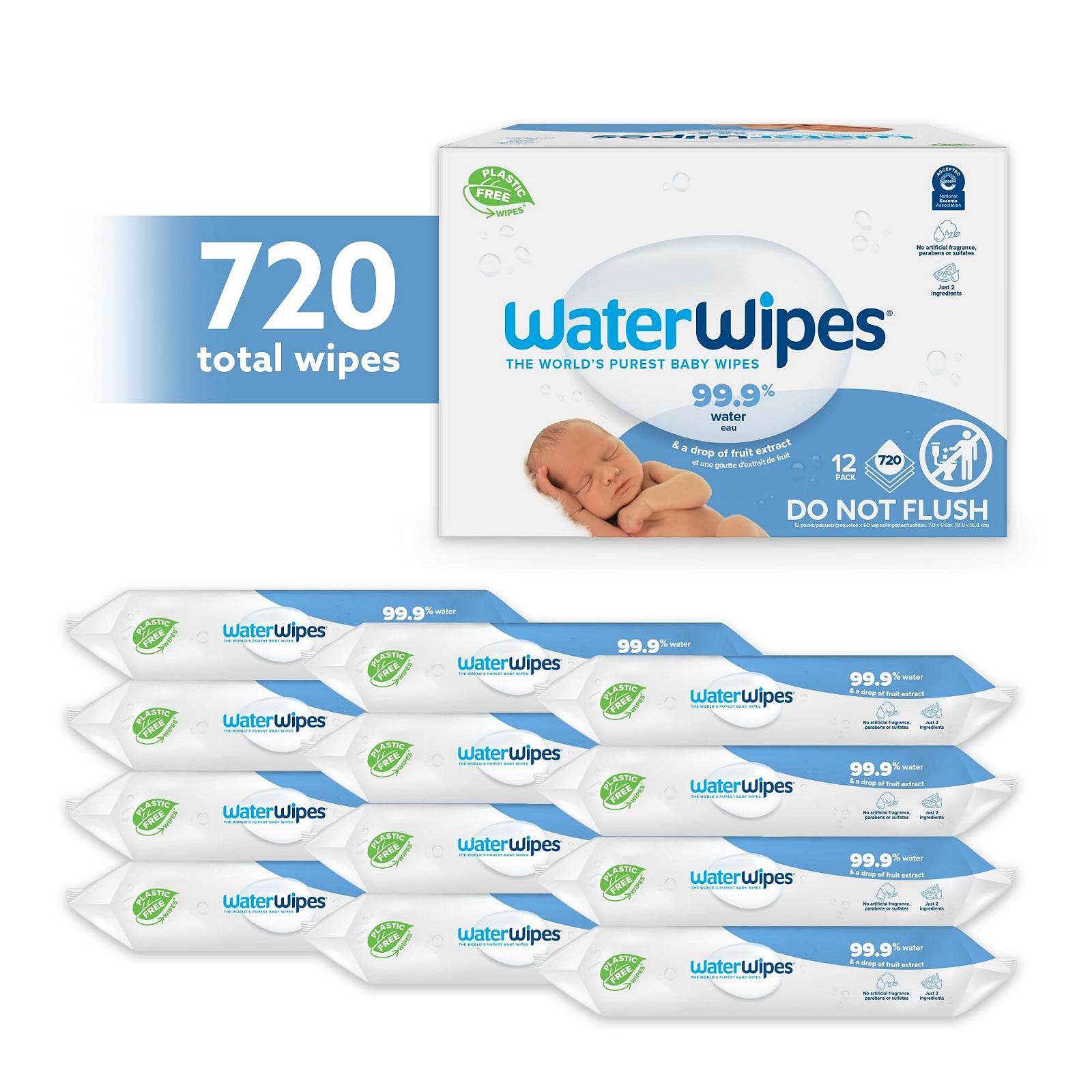 Детские салфетки WaterWipes Original, 720 штук (12 упаковок), на 99,9% на водной основе, без запаха, для чувствительной кожи, фото №2