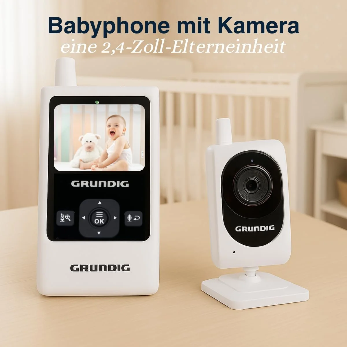 Відеоняня Grundig 2 дюйми з нічним баченням та датчиком температури біла, фото №4