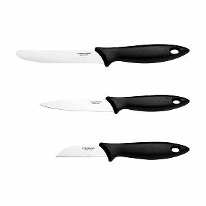 Набір ножів Fiskars Essential для овочів, 3 шт, ніж для чищення овочів, ніж для овочів, ніж для помідорів, нержавіюча сталь/PP пластик, чорний - Фото 1