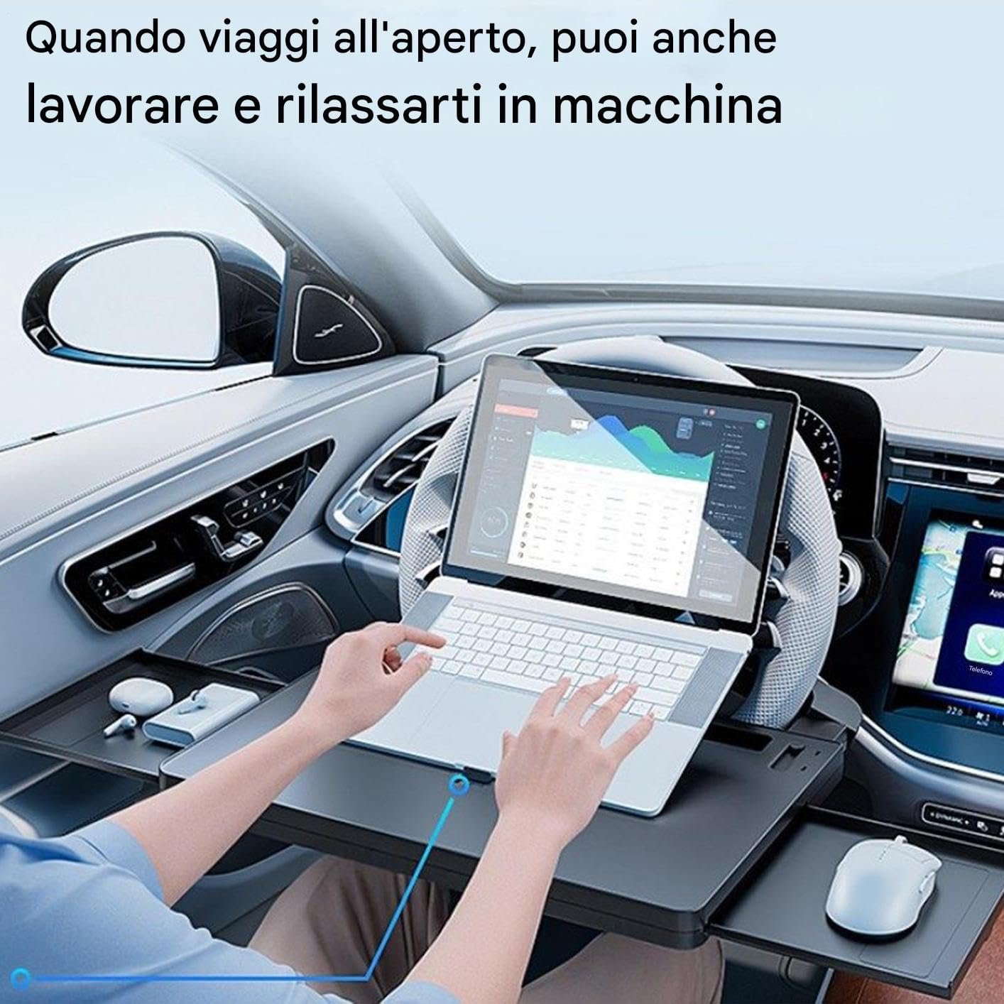 Підставка для ноутбука в автомобіль - Портативний столик на кермо, Міцна багатофункціональна, фото №8