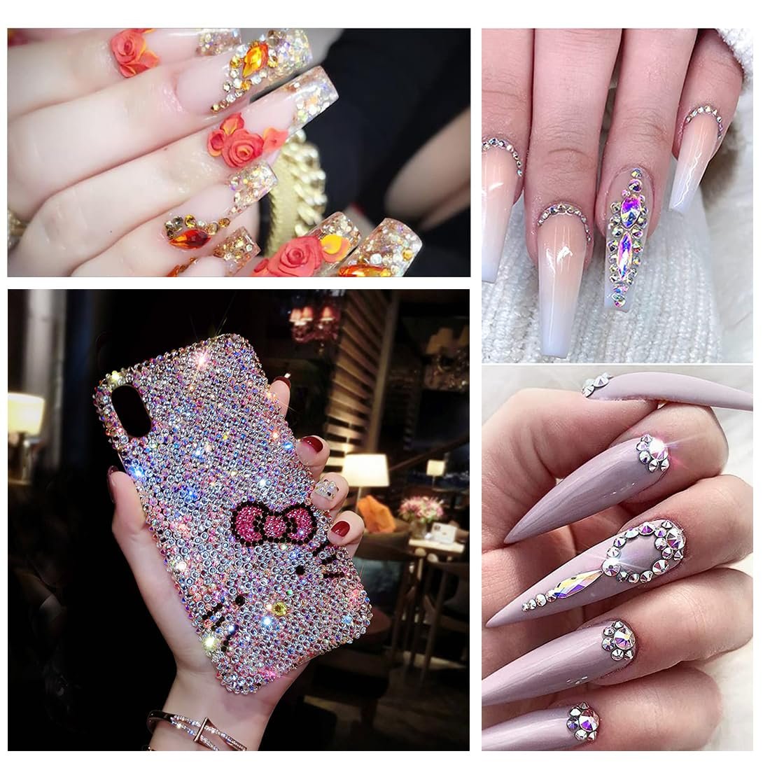 Стразы Тип: Плоские, 3100 шт., Разные Размеры и Цвета, Блестки, Полукруглые Жемчужины, AB Кристалл, с Пинцетом, фото №6