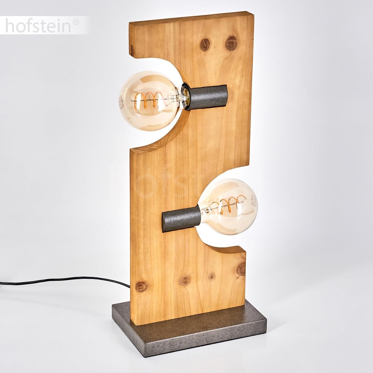 Настільна лампа Santorum Wood/Metal Natural / Antique Nickel 2-лампова Scandinavian 2 x E27, фото №9