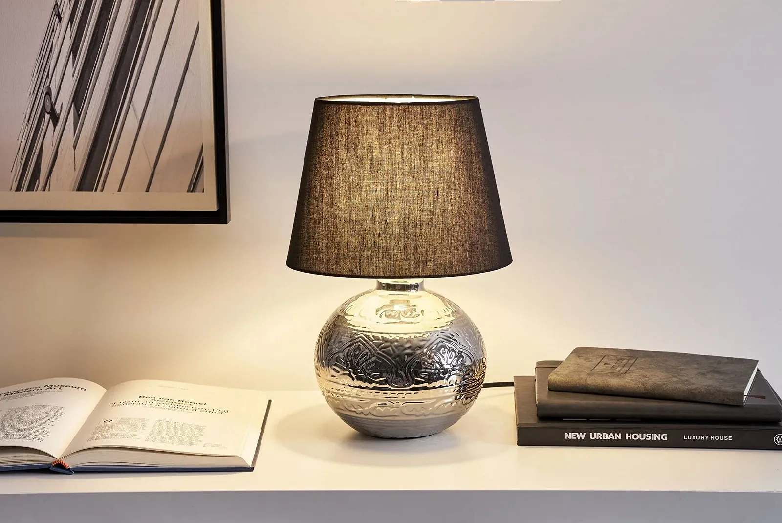 Настільна лампа Pauleen Touch of Silver 48222 20 Вт кераміка/тканина чорний сріблястий E14, фото №3