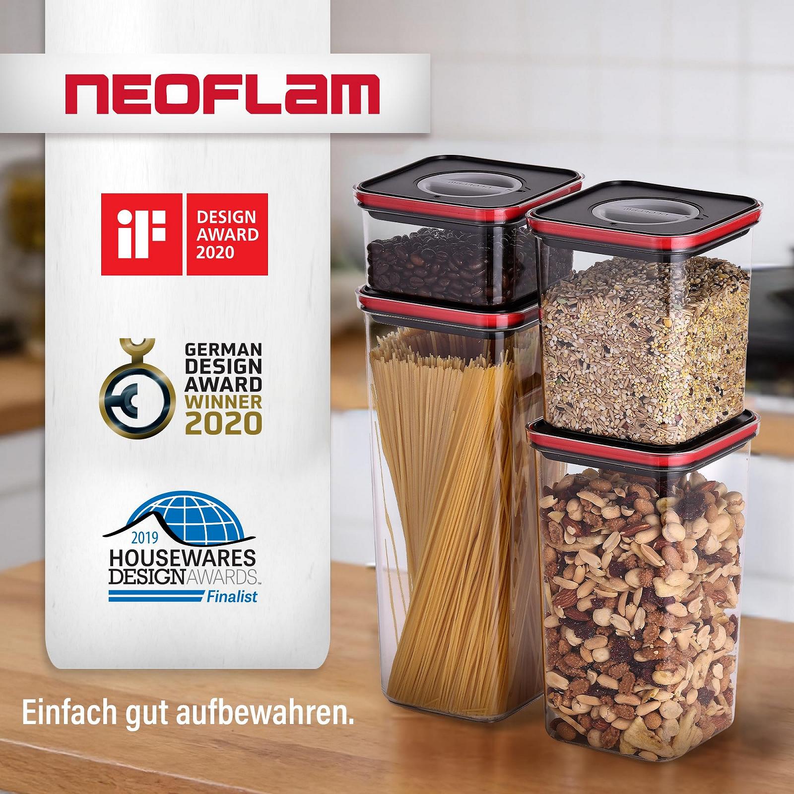 Набір банок для зберігання Neoflam герметичні з поворотним замком BPA-free чорний/червоний 4 шт, фото №7 Набір банок для зберігання Neoflam герметичні з поворотним замком BPA-free чорний/червоний 4 шт, фото №7