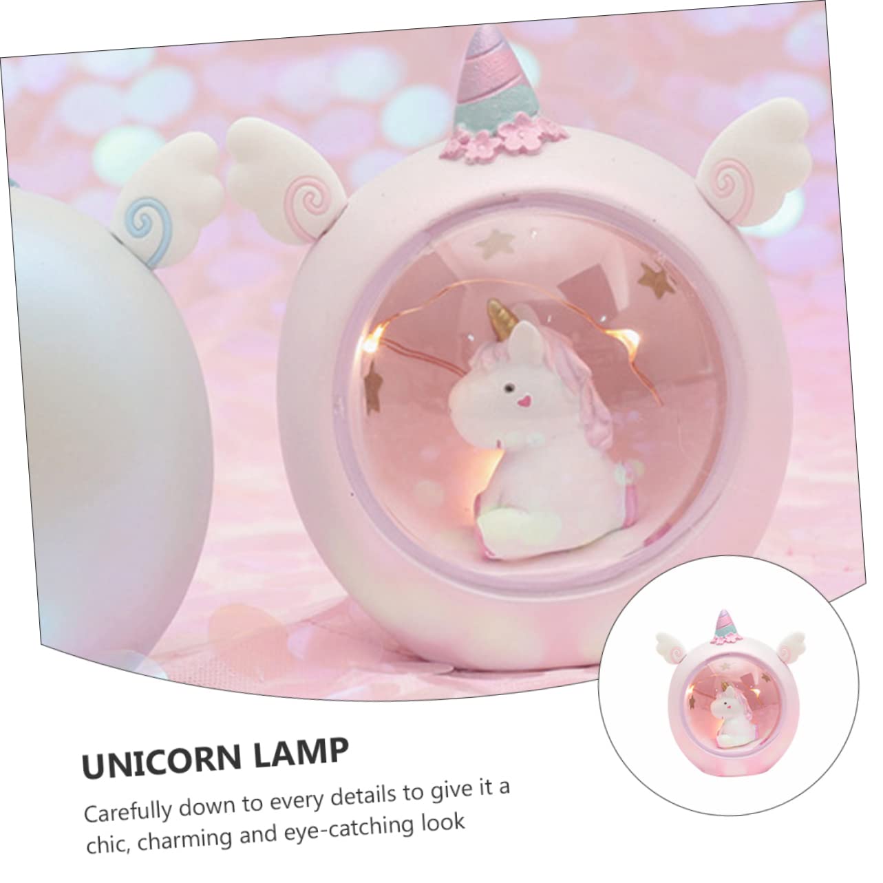Лампа Housoutil Unicorn Night Cartoon Bright Night Children's LED Desk Projector Cute Children's Room Student Resin, фото №6