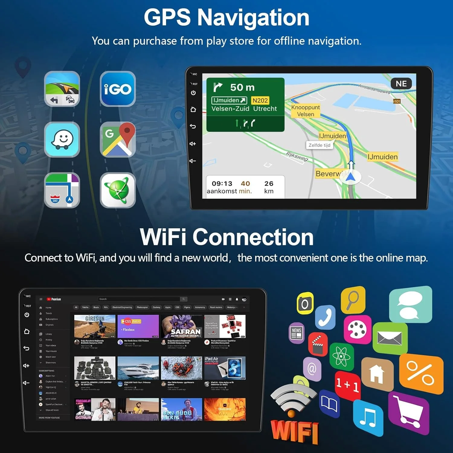 Штатная автомагнитола Podofo для Honda Accord 2003-2007 / 10.1" / Сенсорная / 2/64Гб / Android 13 / Apple CarPlay / Android Auto / Bluetooth / WI-FI / GPS / USB, фото №3