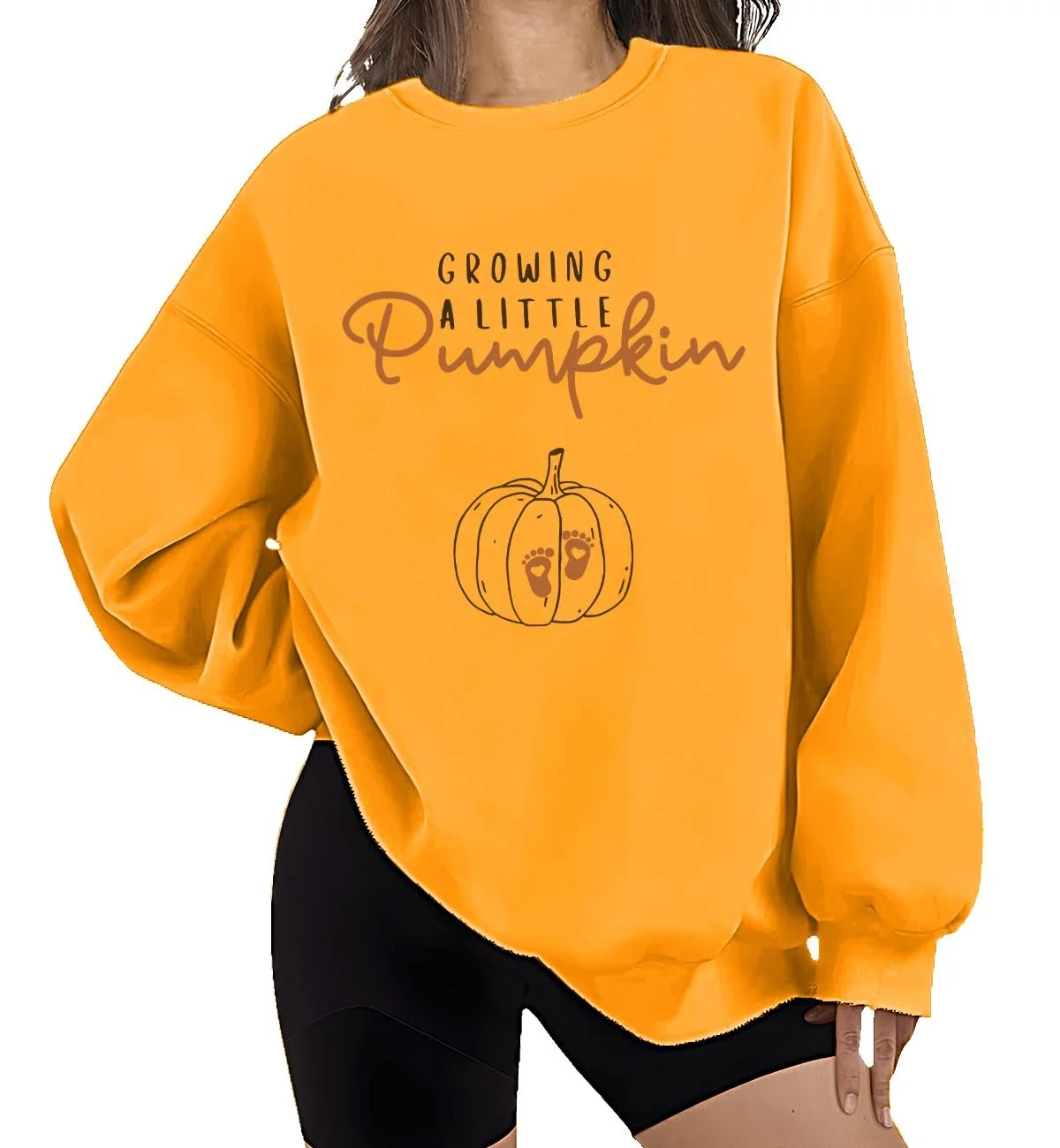 Жіночий Світшот з написом "Growing A Little Pumpkin" (Росте маленький гарбузик), фото №1