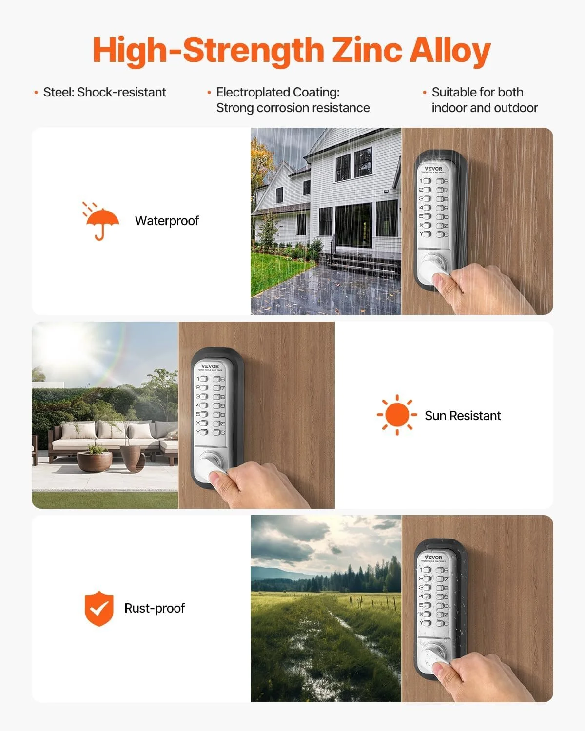 Кодовий замок для вхідних дверей VEVOR OL-209D2-BB-C-03, фото №6