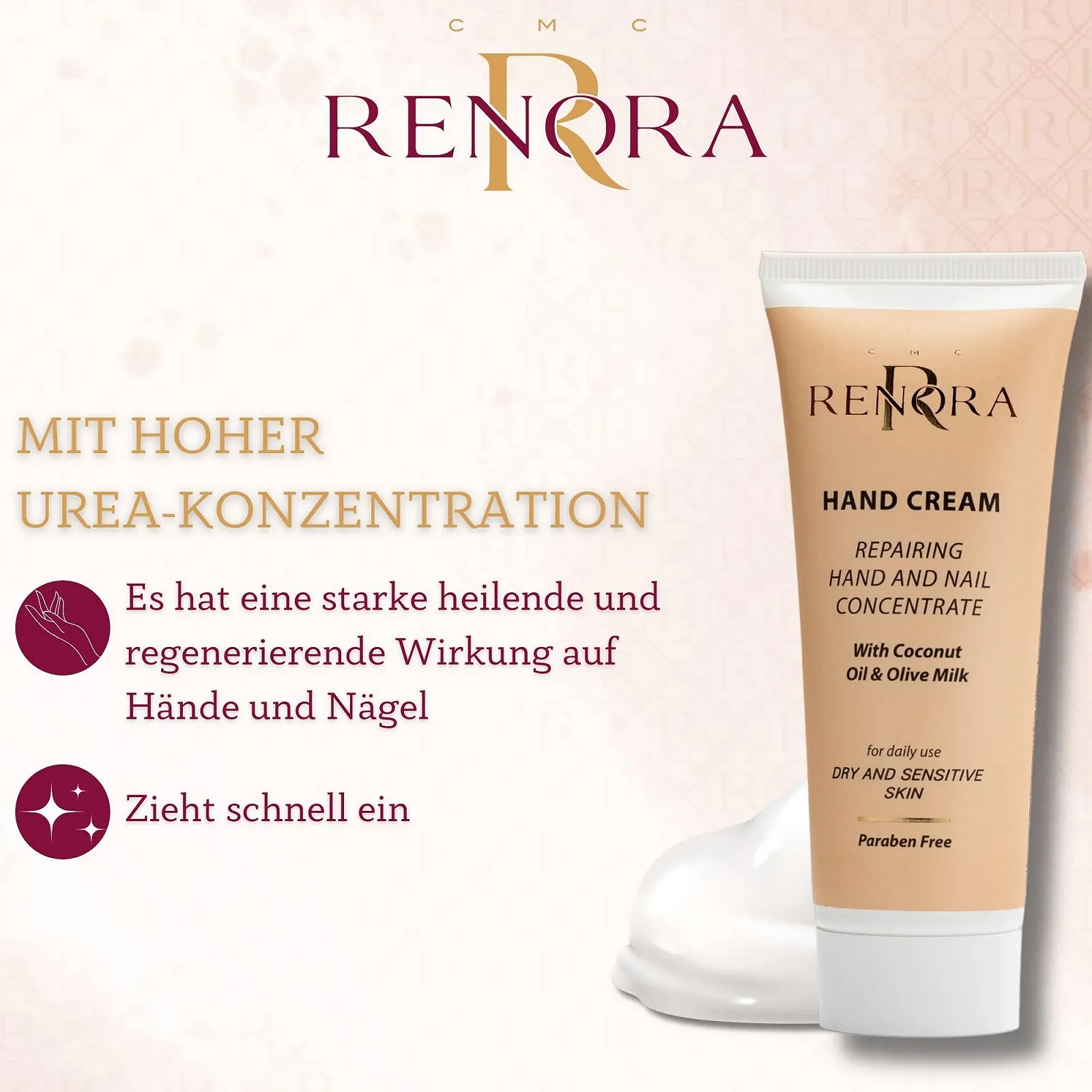 Крем для рук Renora Відновлюючий концентрат для рук та нігтів з органічним кокосовим молоком 75 мл, фото №3