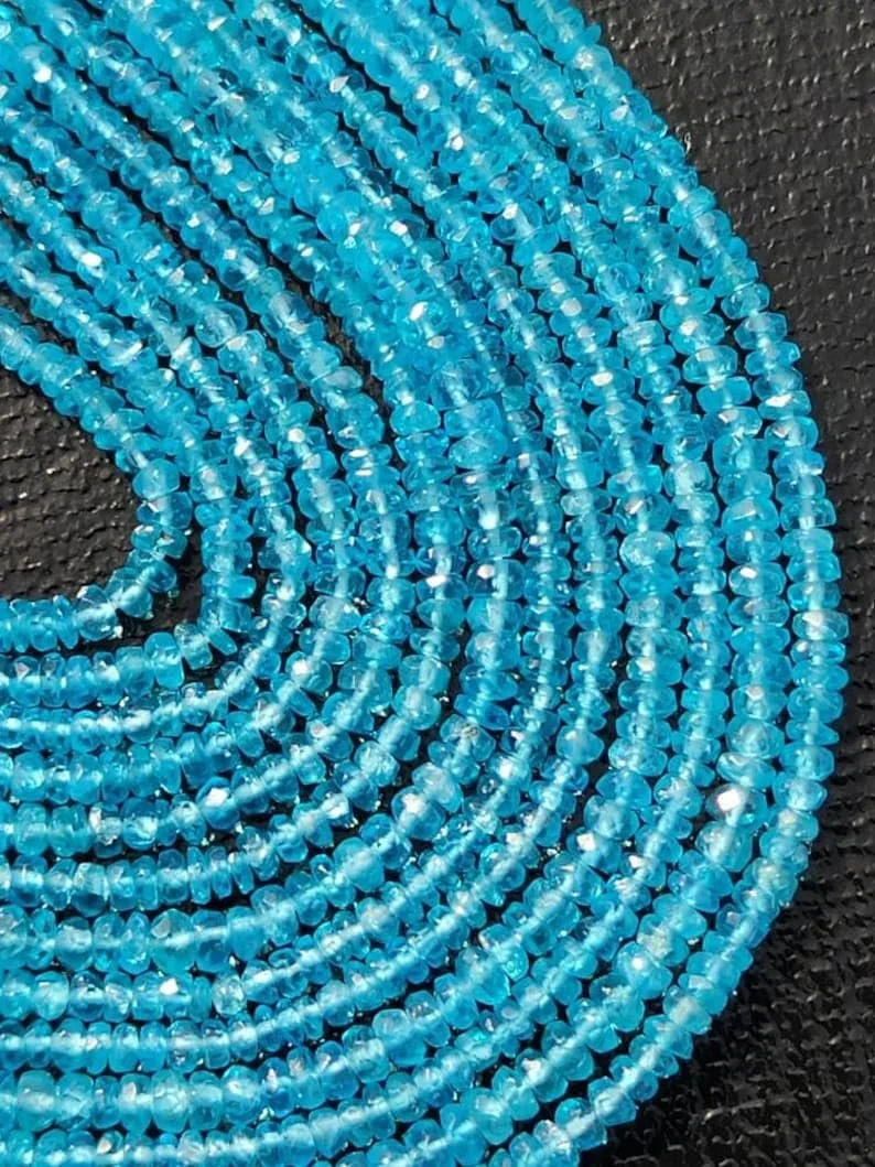 Апатит Круглые Граненые Бусины 3 мм Голубой, фото №2