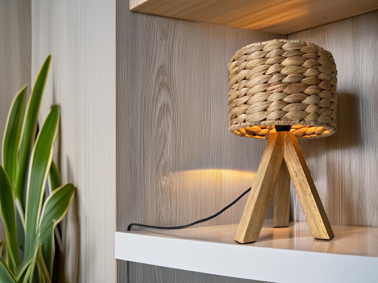 Настільна лампа meineWunschleuchte Тринога з абажуром із водяного гіацинта 26 см Small, фото №5