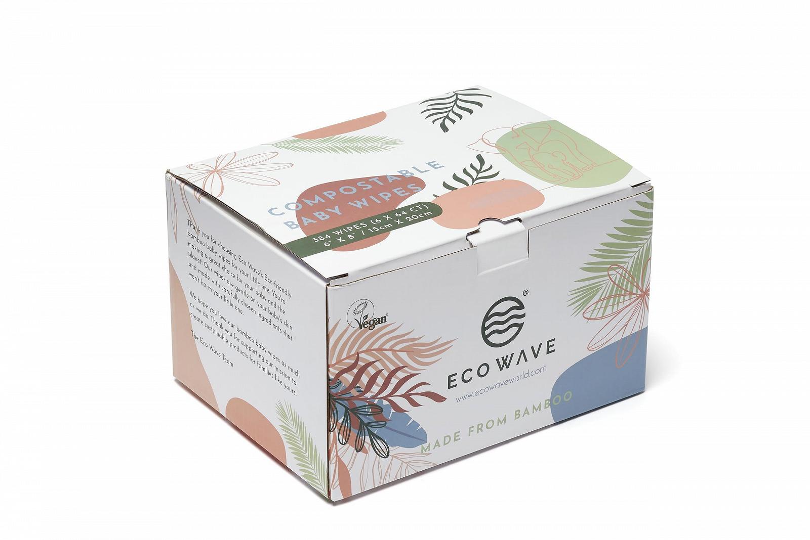 Дитячі серветки Eco Wave з бамбука, компостовані, без запаху, гіпоалергенні, веганські, без спирту, для чутливої шкіри (6 упаковок), фото №3