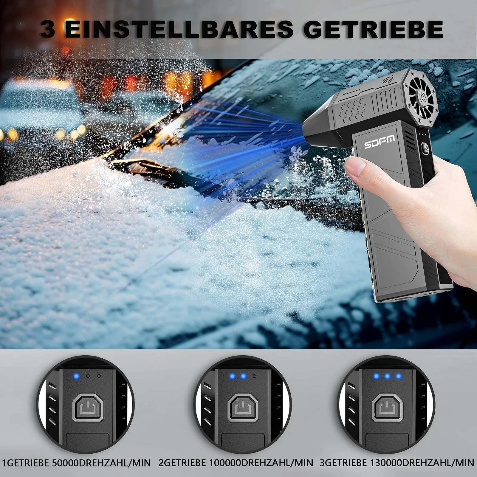 Електрична повітродувка SDFM 130,000 RPM 3-Speed, фото №3