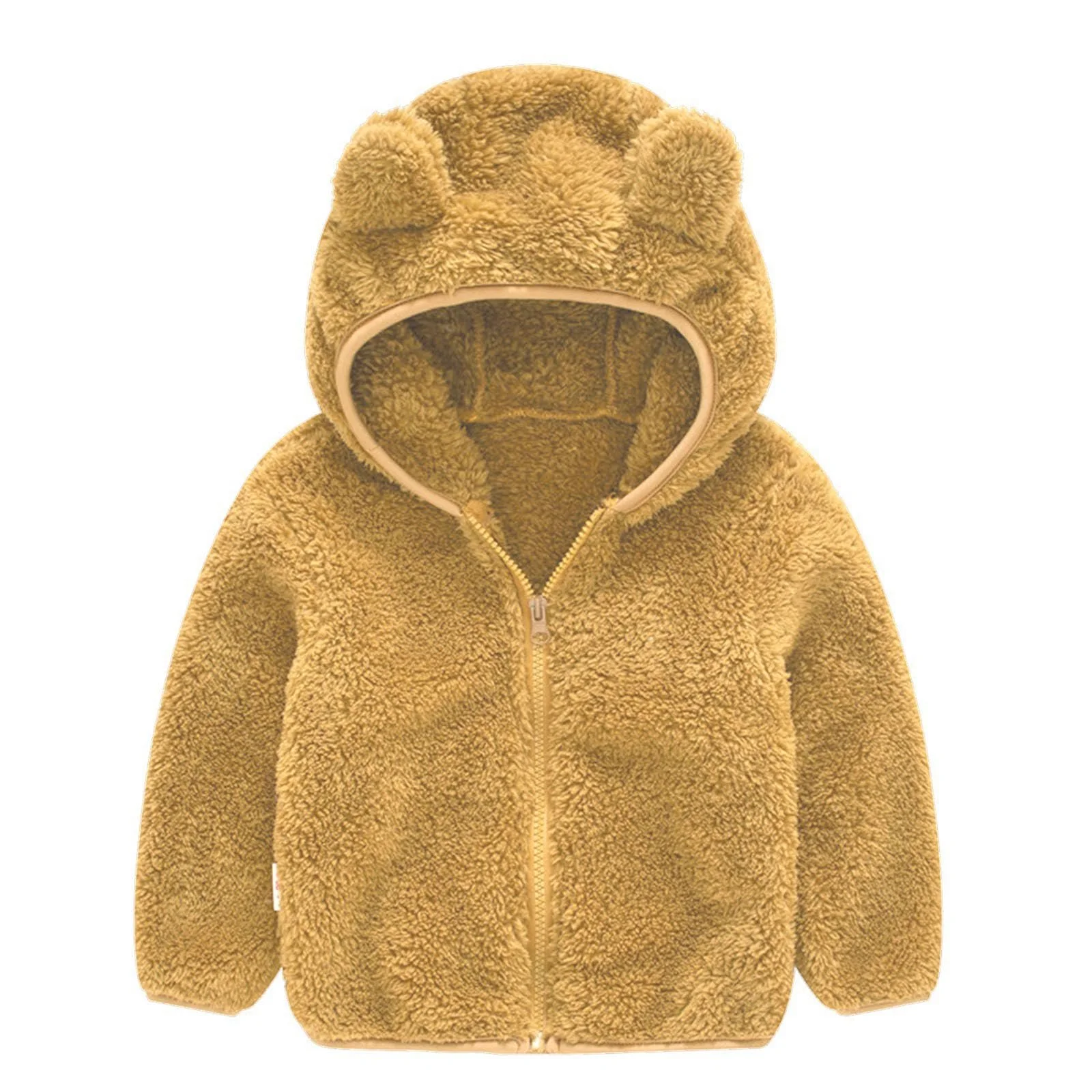 Флисовая куртка для девочек и мальчиков Generisch зимняя теплая утолщенная флисовая куртка плюшевая куртка с капюшоном на молнии для улицы с милыми плюшевыми медвежьими ушками, фото №1