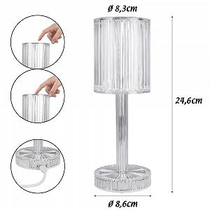 Настільна світлодіодна лампа Ideen mit Herz кришталевий ефект Diamond висота 24,6 см з регулюванням яскравості акумуляторна synthetic.ua - Фото 1