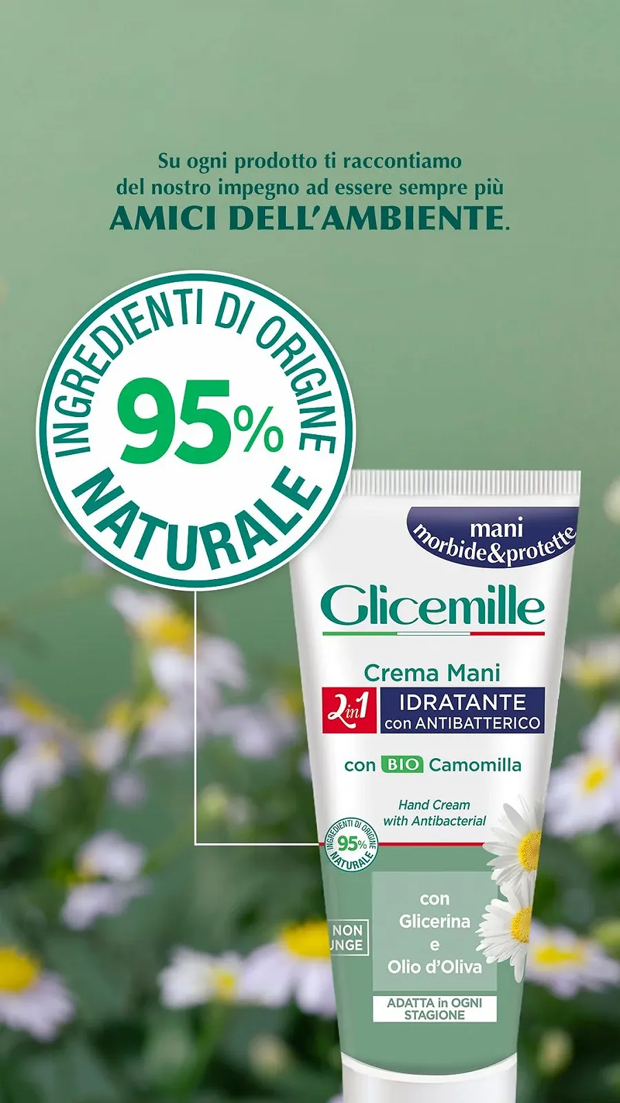 Крем для рук Glicemille Увлажняющий и гигиенический с глицерином, оливковым маслом и органической ромашкой 100 мл, фото №3 Крем для рук Glicemille Увлажняющий и гигиенический с глицерином, оливковым маслом и органической ромашкой 100 мл, фото №3