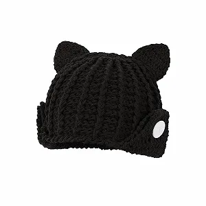 Вязаная шапка-шлем Limtula для Хэллоуина, вязаная крючком с ушками, косплей котенка, шапка-череп, стиль 2000-х - Фото 1