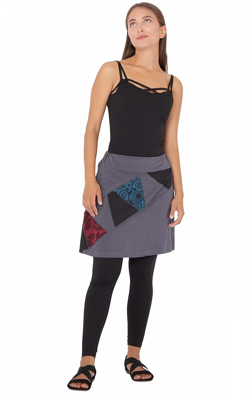 Трикотажная юбка PUREWONDER SK274 женская летняя с вставками, фото №2