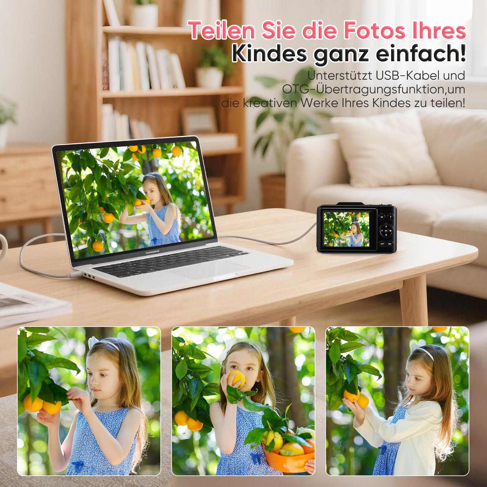 Мини Цифровая Камера 1080P 58MP с 32G Картой, Фотокамера с 2.4 Дюймовым LCD Экраном, 16X Цифровой Зум, Компактная Камера для Детей и Подростков, фото №5
