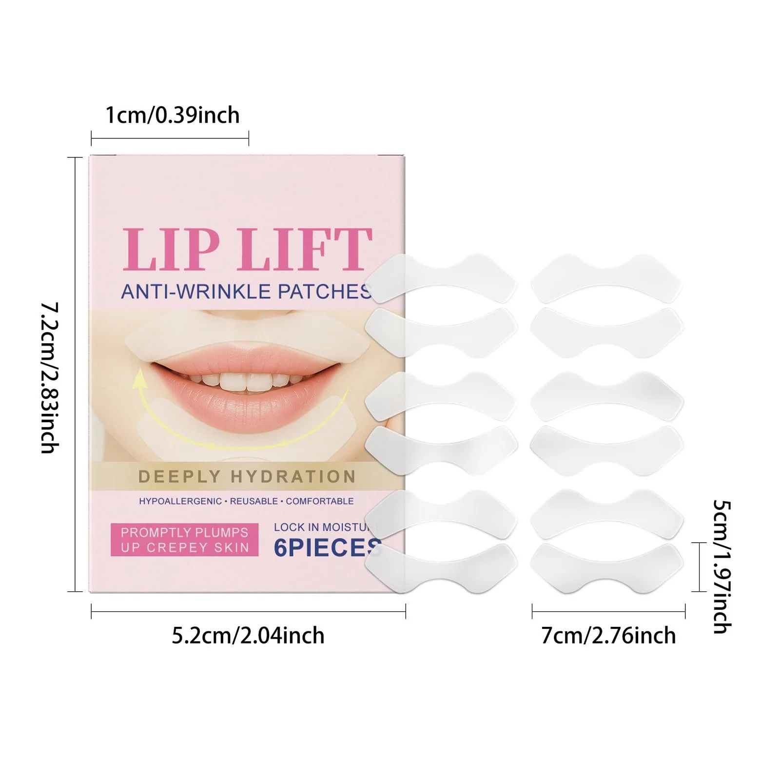 Патчі проти зморшок для губ Багаторазові смужки для обличчя (2 коробки/12 пар), фото №9