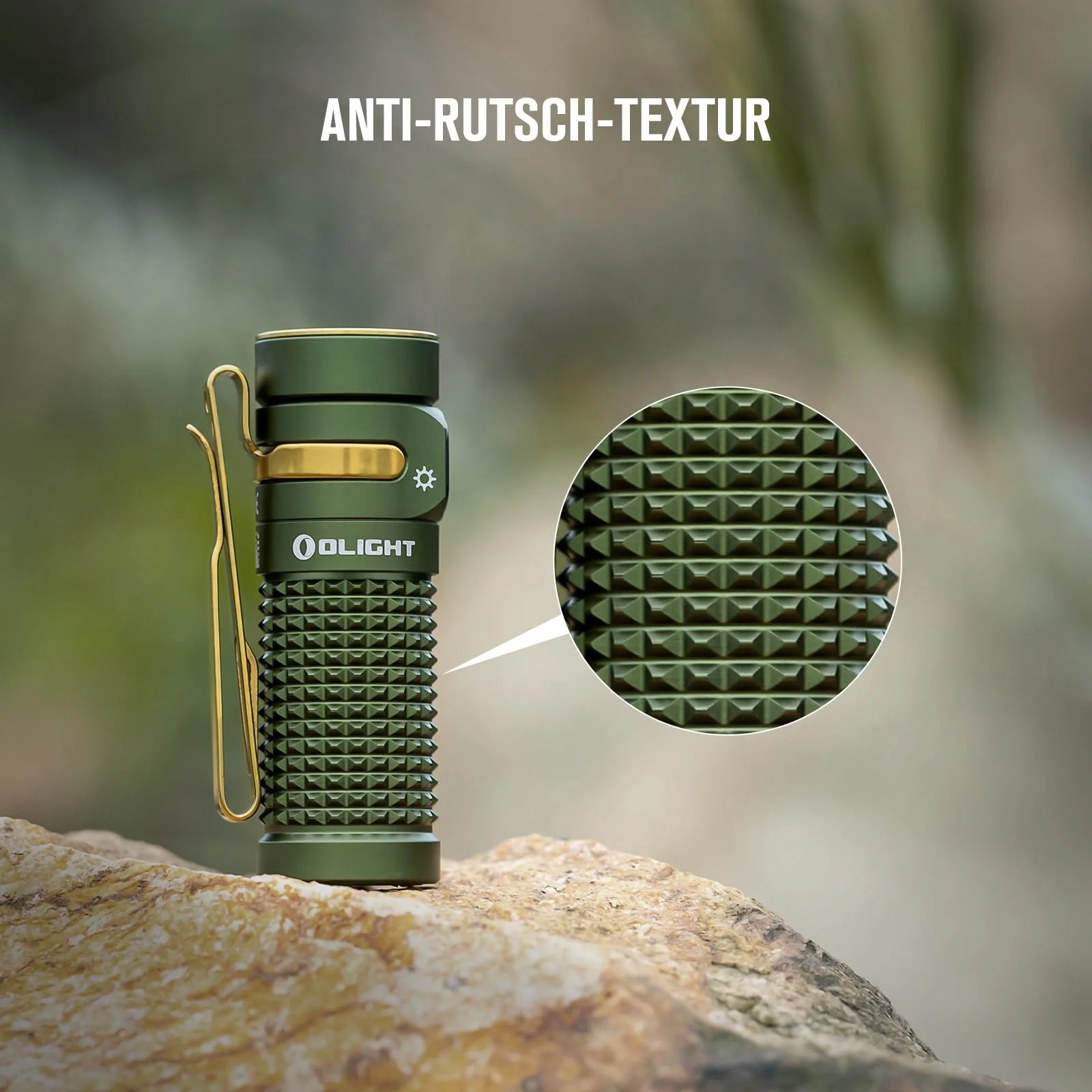 Ліхтар Olight Baton 4 LED Маленький Перезаряджуваний до 1300 люмен, дальність світла 170 м, надзвичайно яскравий мініліхтар з 6 режимами, час роботи 30 днів, міцний, IPX8 для щоденного використання, OD Green, фото №7