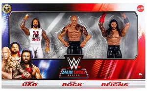 Набір фігурок Mattel WWE Main Event Jimmy Uso The Rock Roman Reigns 3 шт. - Фото 1