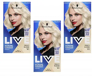 Краска для волос Schwarzkopf Live Intense Colour B11 Морозный Блонд Осветляет до 3 уровней (3 шт.) - Фото 1