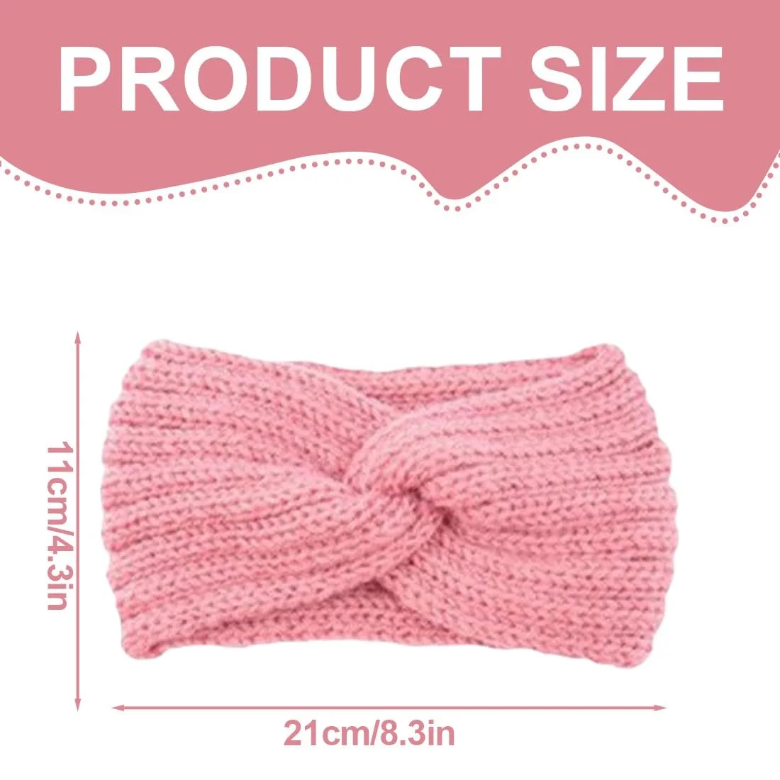 В'язана зимова пов'язка на голову для жінок Beige & Grey & Pink, фото №2