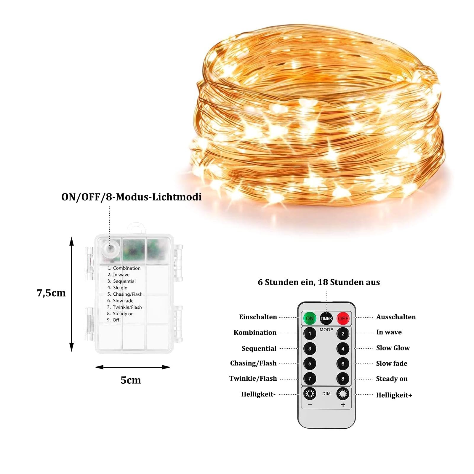 Гирлянда ENLACE LED Fairy Lights 10 м 100 LED теплый белый, фото №2