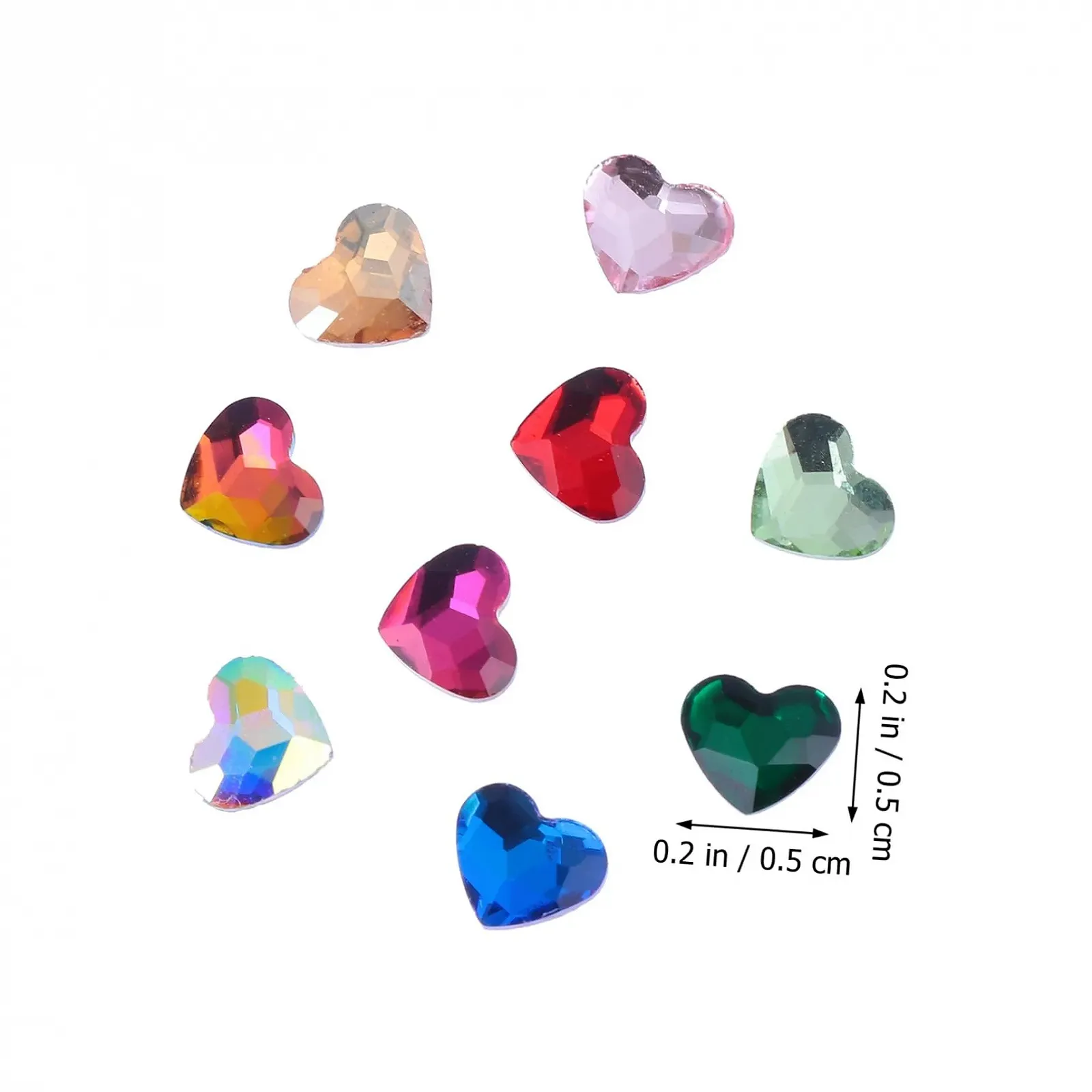 Стрази для нігтів FOMIYES 100 шт, форма серця, плоскі, для манікюру, фото №6