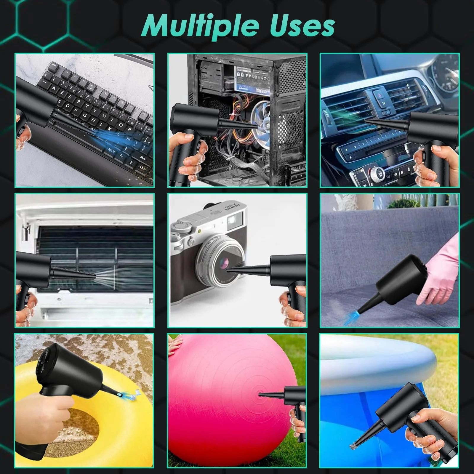 Аккумуляторный воздуходувка Bizcasa 100 000 об/мин 6000 мАч LED, фото №3