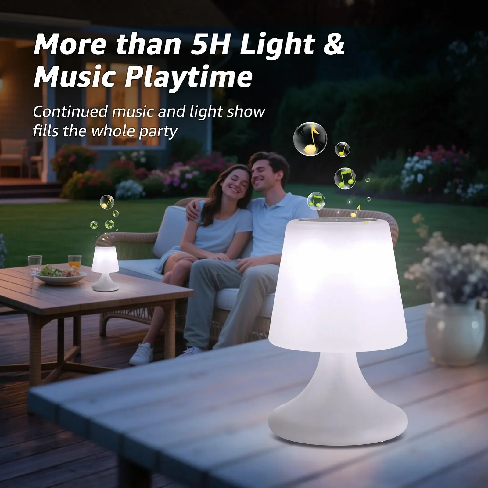 Настольная лампа MALUX с динамиком LED аккумуляторная беспроводная водонепроницаемая 2 шт., фото №4