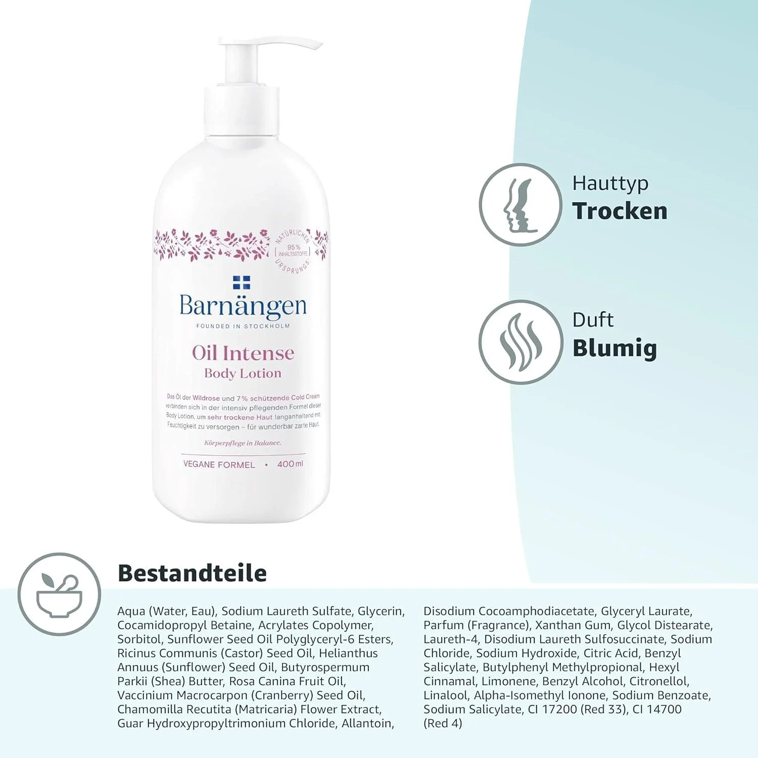 Лосьон для тела Barnängen Nutritive с Cold Cream, 400 мл и Масло для тела Barnängen Intense, 400 мл, для сухой и очень сухой кожи, веганская формула, дерматологически протестировано, фото №7