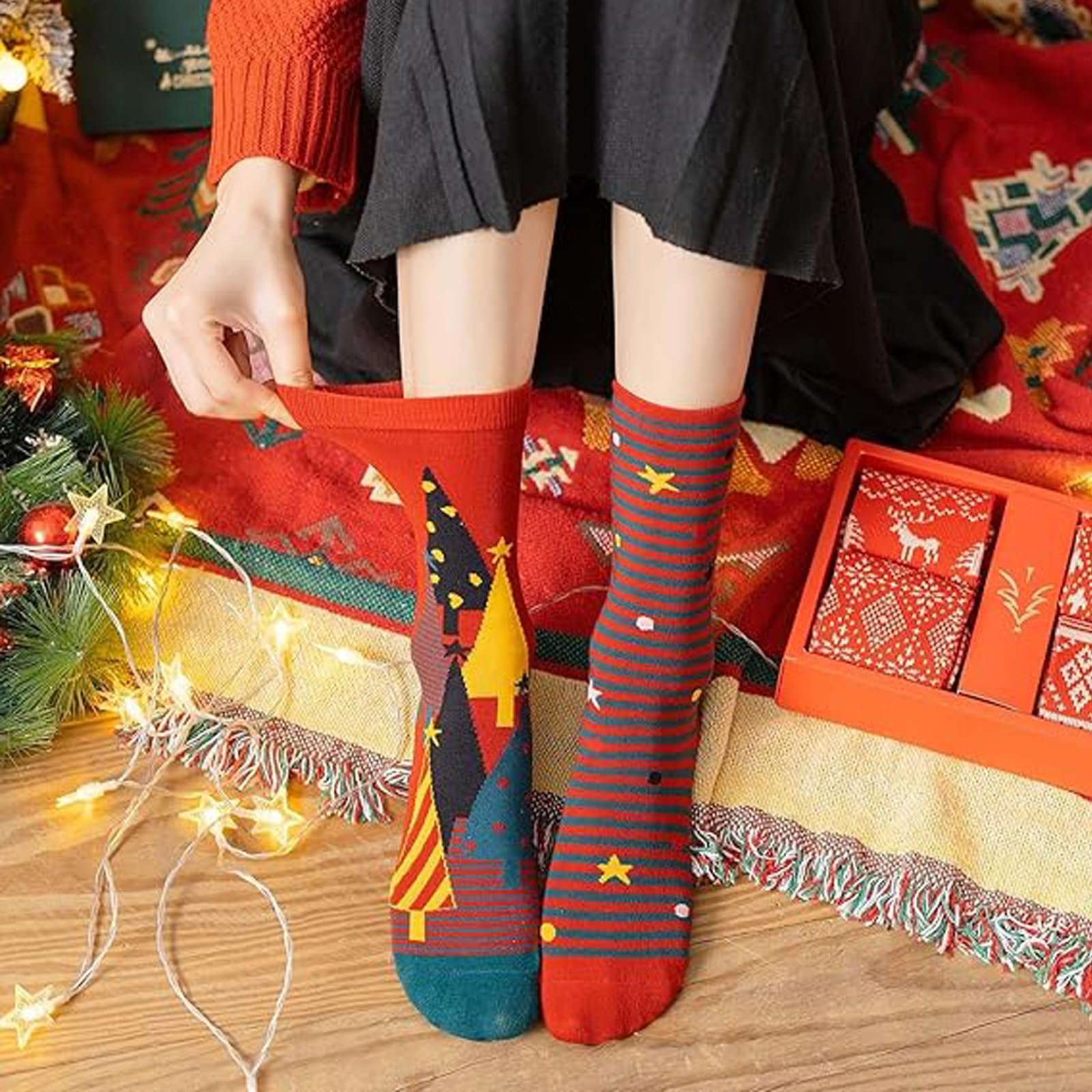 Рождественские носки DeBizz с рождественским мотивом Унисекс Хлопковые носки Разные цвета Один размер, фото №4