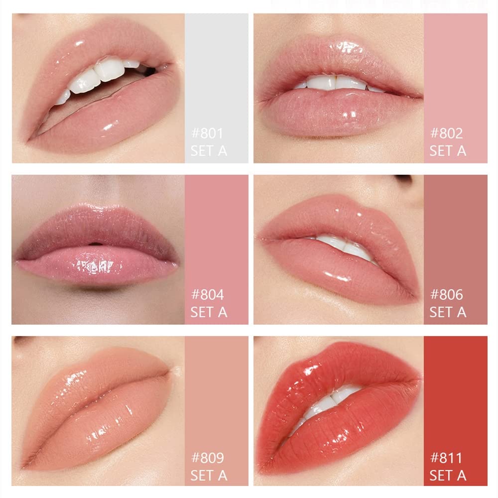Набор Lip Gloss Liquid Lipstick Light Moisturising Lip Glow Oil Long Lasting Waterproof Liquid Lipstick Crystal Jelly Lip Tinted Lip Gloss (Набор A), фото №3