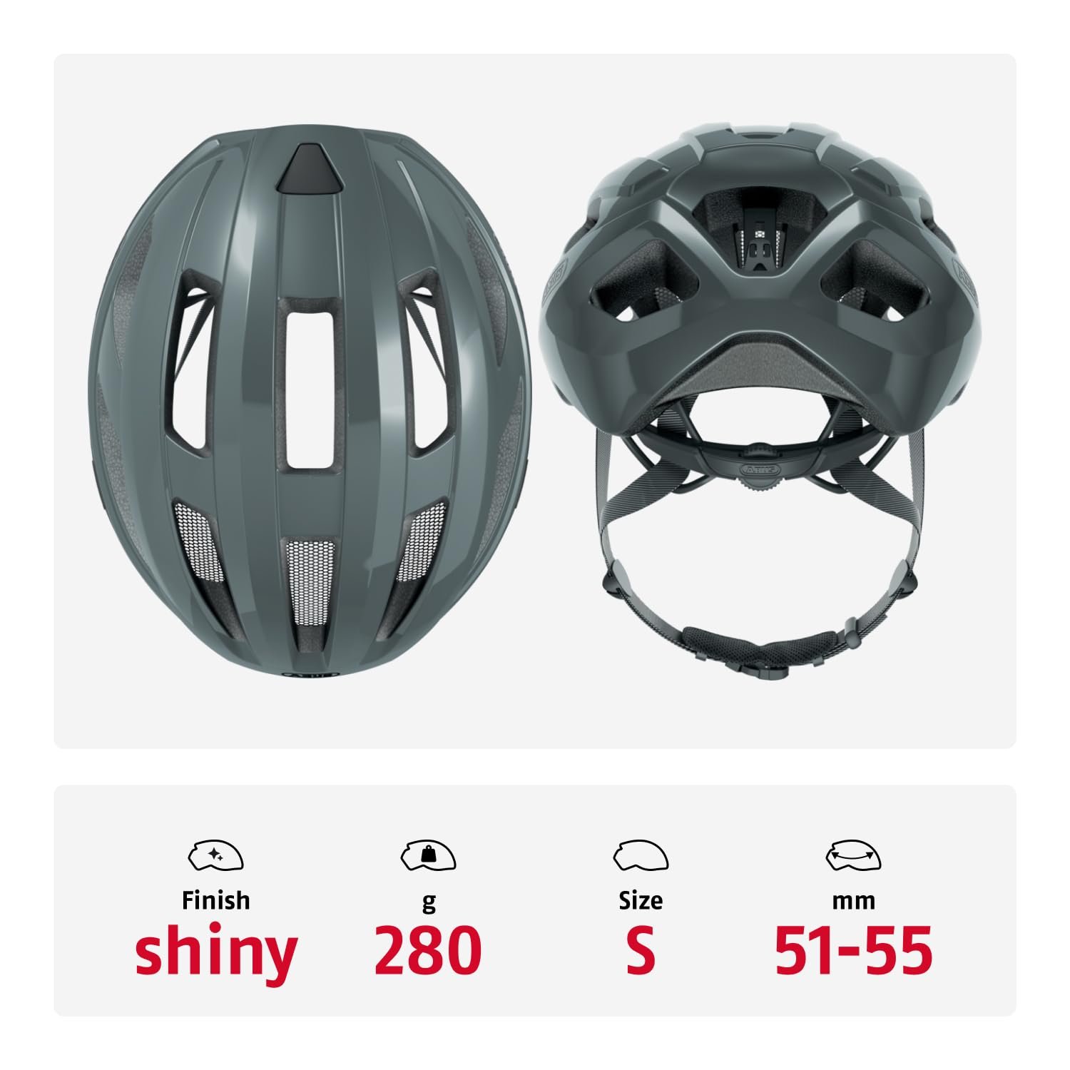 Шлем велосипедный ABUS Macator, Shiny Grey, S (51-55 см), фото №3