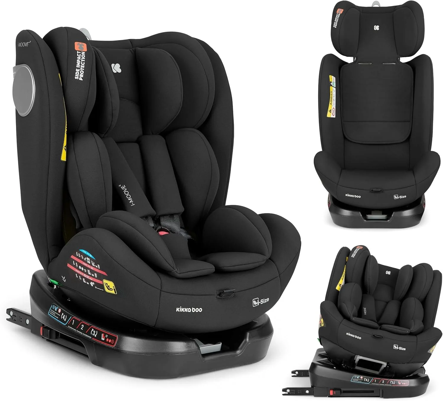 Детское автокресло KikkaBoo i-Moove 2 i-Size / 40–150 см / Поворот на 360° / Чёрный, фото №1