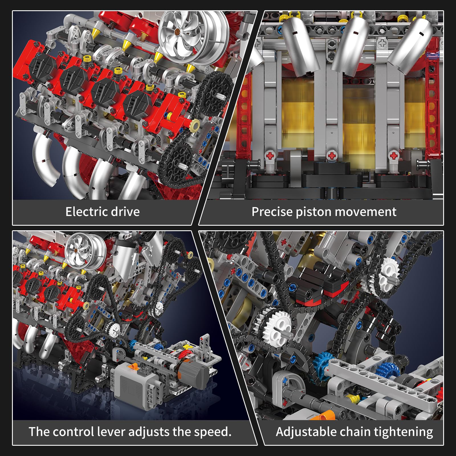 Блоки Mould King 10130 Technik V8 двигун F488 модель Затискаючі, фото №6