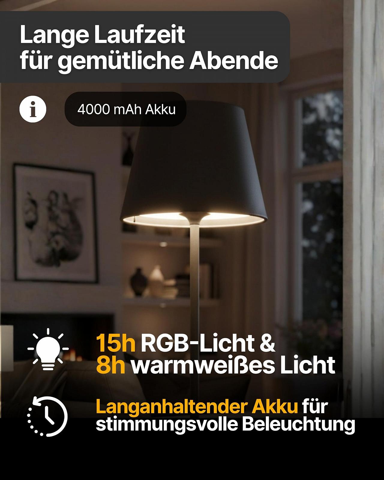 Настільна лампа SCHWAIGER 2-in-1 RGB LED Touch USB-C IP44 Антрацит, фото №4