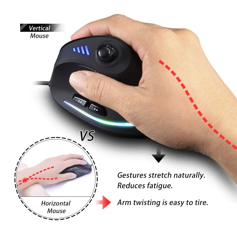 Миша дротова Zelotes Vertical Ergonomic з джойстиком 10000 DPI, фото №3 Миша дротова Zelotes Vertical Ergonomic з джойстиком 10000 DPI, фото №3