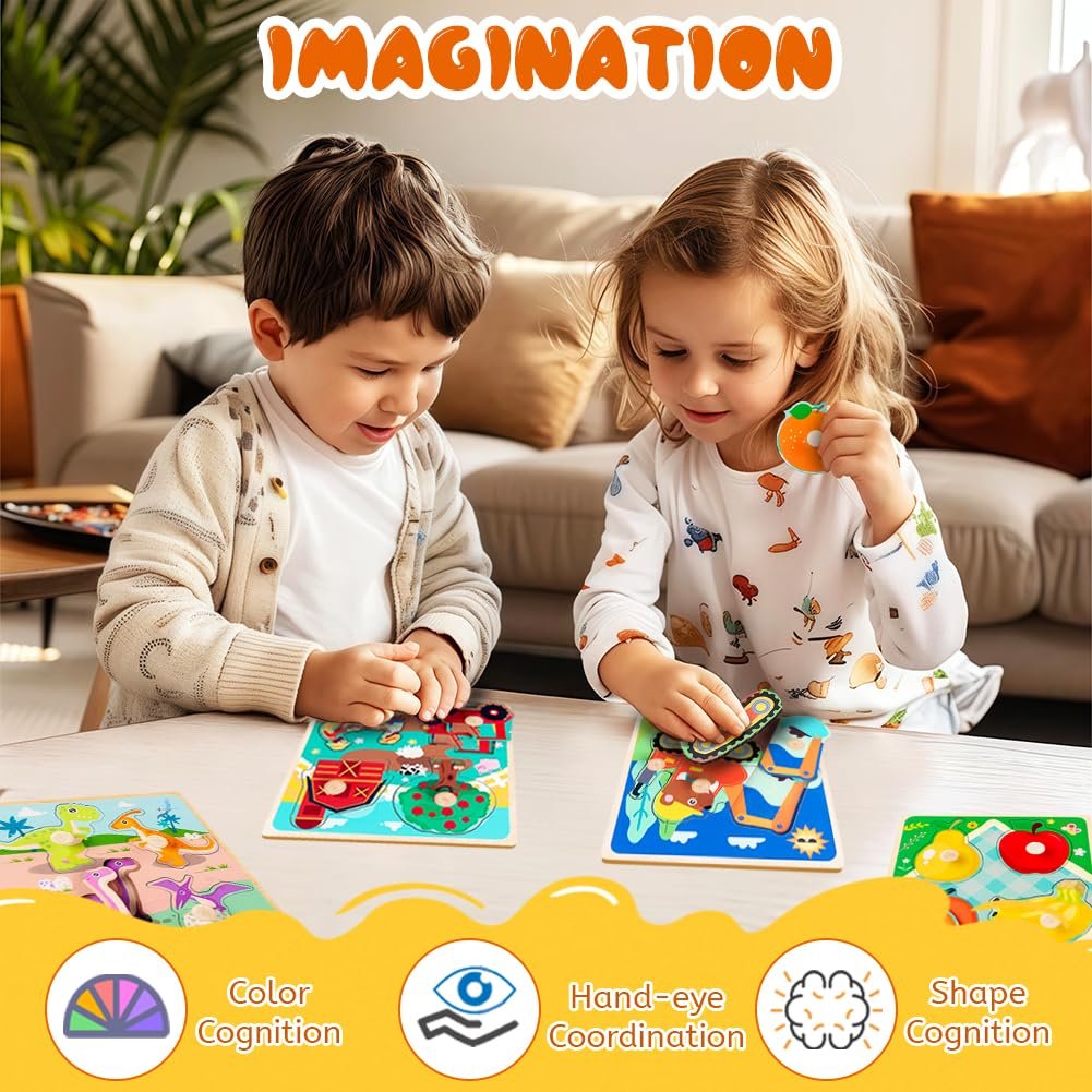 Дерев'яний пазл Puzzle Farm Тварини джунглів від 1 року Різнокольоровий, фото №4