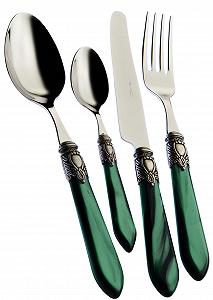 Набір столових приборів Bugatti Oxford 24 шт. Зелений - Фото 1