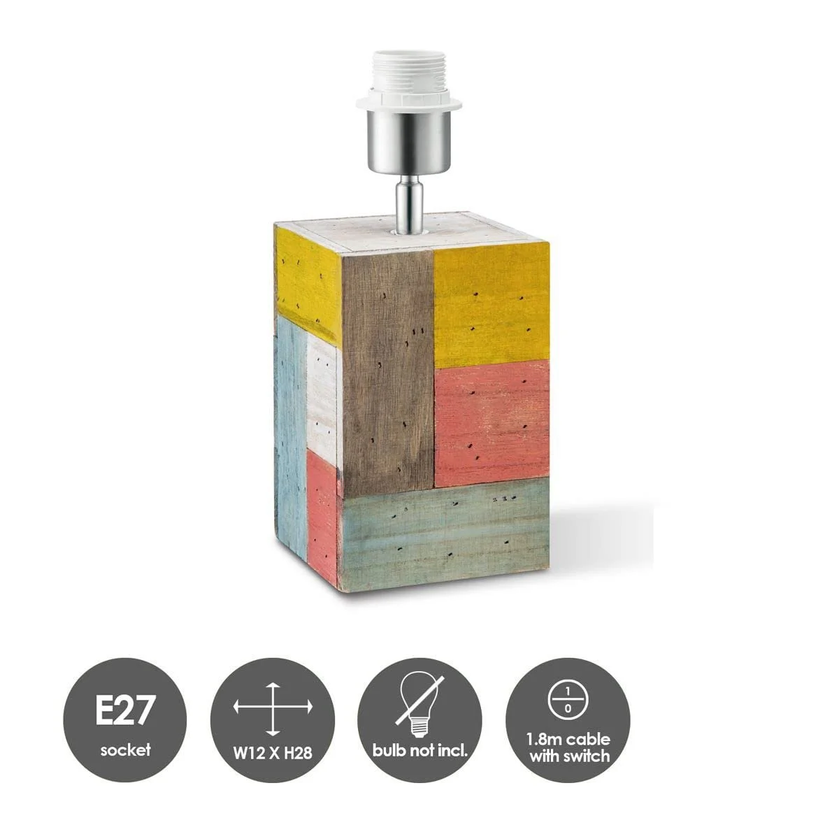 Настільна лампа Home Sweet Home Block Tara E27 Anthracite Wood Textile 25/25/45 см, фото №9